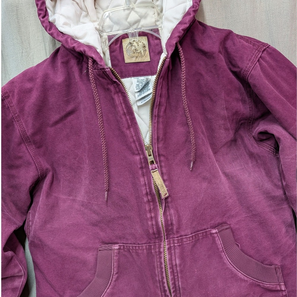 Berne Womens Plum Purple Quilted Lined Hooded Work Jacket WHJ52PLM Medium 10-12